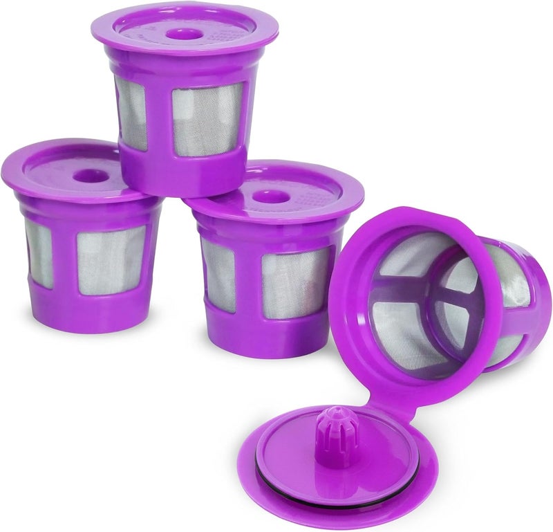 Perfect Pod 1-Stream Cafe Save Reusable K Cup Pod Coffee Filters - Refillable Coffee Pod Capsules with Built-In, Integrated Mesh Strainer for use with Keurig & Select Single Cup Coffee Makers, 4-Pack Upgraded classic design - Image 1