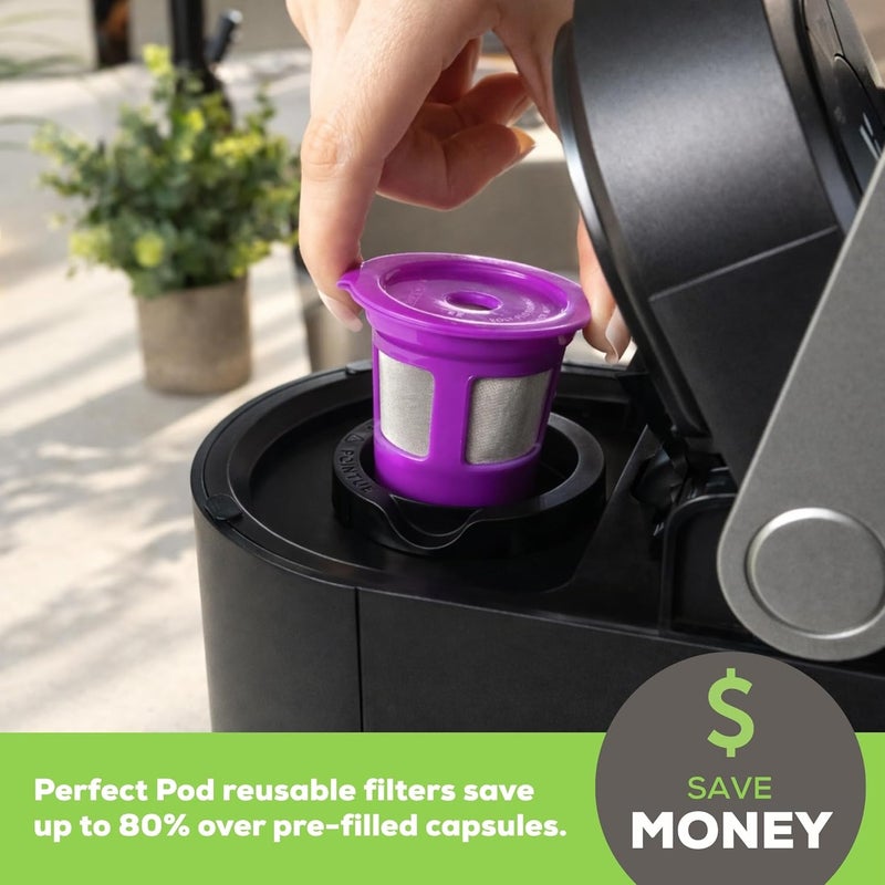 Perfect Pod 1-Stream Cafe Save Reusable K Cup Pod Coffee Filters - Refillable Coffee Pod Capsules with Built-In, Integrated Mesh Strainer for use with Keurig & Select Single Cup Coffee Makers, 4-Pack Upgraded classic design - Image 3