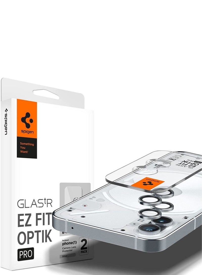 Spigen Glastr Ez Fit Optik Pro for Nothing Phone (1) Camera Lens Screen Protector - Silver [2 PACK] - Image 1
