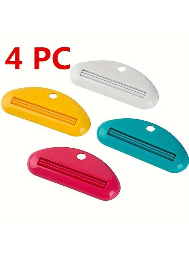 4 Pcs Easy Squeeze Toothpaste Dispenser Manual Plastic Bathroom Organizer - Image 1