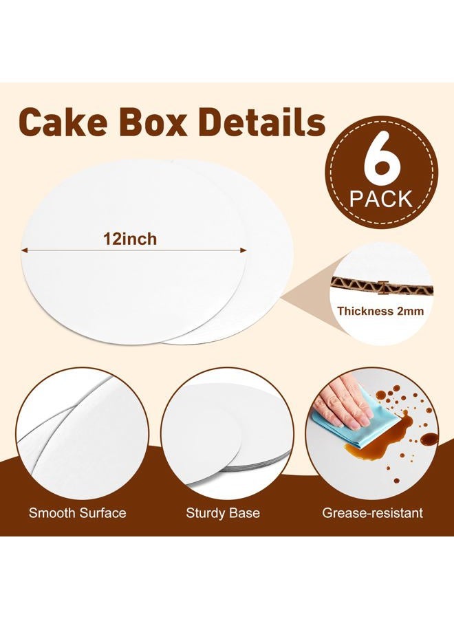 NEOACT 6 Pack Cake Boxes with Cake Boards,12x12x8 Inch White Bakery Boxes with Windown,Disposable Cakes Transport Container, Tall Cake Carrier Holder for Cakes, Pie, Cupcakes, Pastry - Image 4