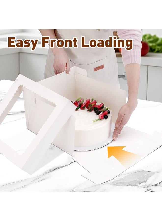 NEOACT 6 Pack Cake Boxes with Cake Boards,12x12x8 Inch White Bakery Boxes with Windown,Disposable Cakes Transport Container, Tall Cake Carrier Holder for Cakes, Pie, Cupcakes, Pastry - Image 2