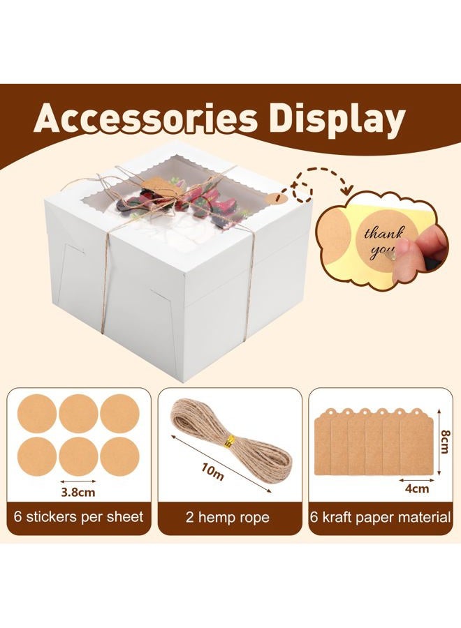 NEOACT 6 Pack Cake Boxes with Cake Boards,12x12x8 Inch White Bakery Boxes with Windown,Disposable Cakes Transport Container, Tall Cake Carrier Holder for Cakes, Pie, Cupcakes, Pastry - Image 5