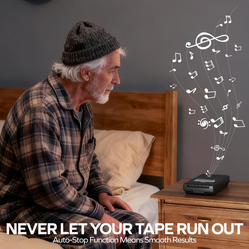 COBY مشغل كاسيت محمول من كوفي ومسجل كاسيت مع ميكروفون مدمج، مقبض مدمج، وتسجيل بضغطة واحدة مع إيقاف تلقائي (قياسي) - Image 4