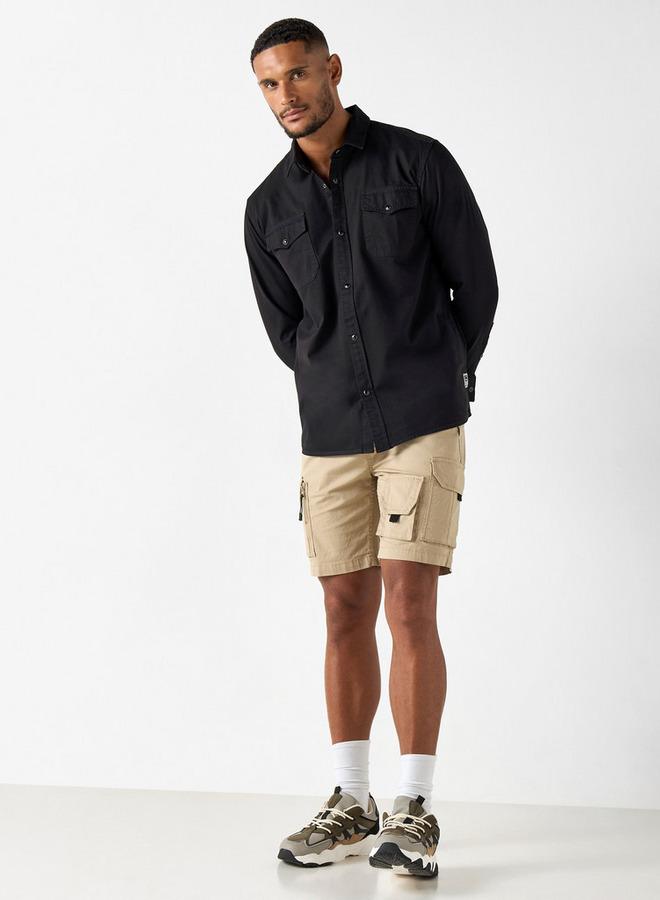 Ecko Unltd. Ecko Unltd Textured Flexi Waist Shorts with Cargo Pockets and Drawstring Closure - Image 2