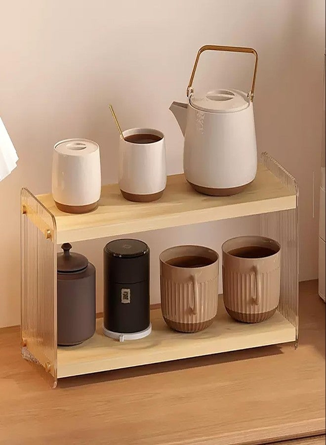LiTY Coffee Station Organizer 2 Tier Acrylic Home Storage Mugs Hooks for Kitchen Countertops, Coffee Bars, for Placing Mugs, Coffee Beans, Syrup, Cups, Stirrers - Image 2