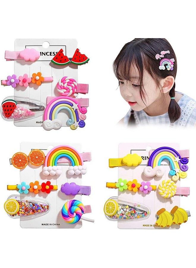 maycreate 18Pcs Kawaii Hair Clips Candy Fruit Hair Pins Colorful Rainbow Hair Clips Hair Accessories For Baby Girls (Multicolor1) - Image 1