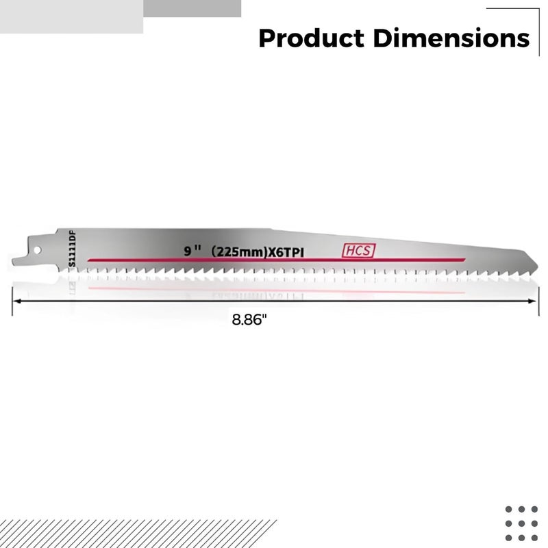 High Carbon Steel Reciprocating Saw Blades 225mm 9 Inch 5 Pack for Wood and Metal Cutting - Image 5