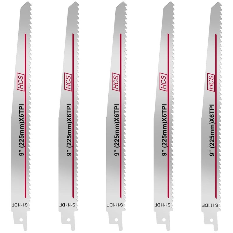 High Carbon Steel Reciprocating Saw Blades 225mm 9 Inch 5 Pack for Wood and Metal Cutting - Image 2