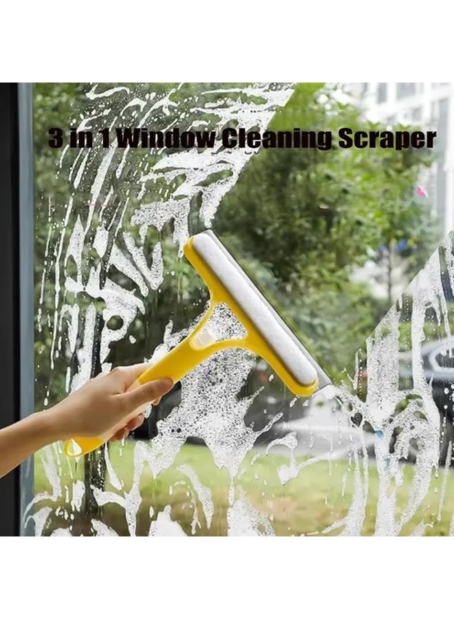 مكشطة ونافذة تنظيف 3 في 1 ممسحة فرشاة أصفر أزرق أبيض بدون خطوط - Image 4