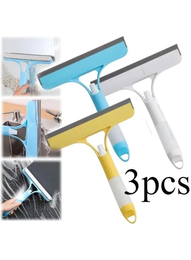 مكشطة ونافذة تنظيف 3 في 1 ممسحة فرشاة أصفر أزرق أبيض بدون خطوط - Image 2