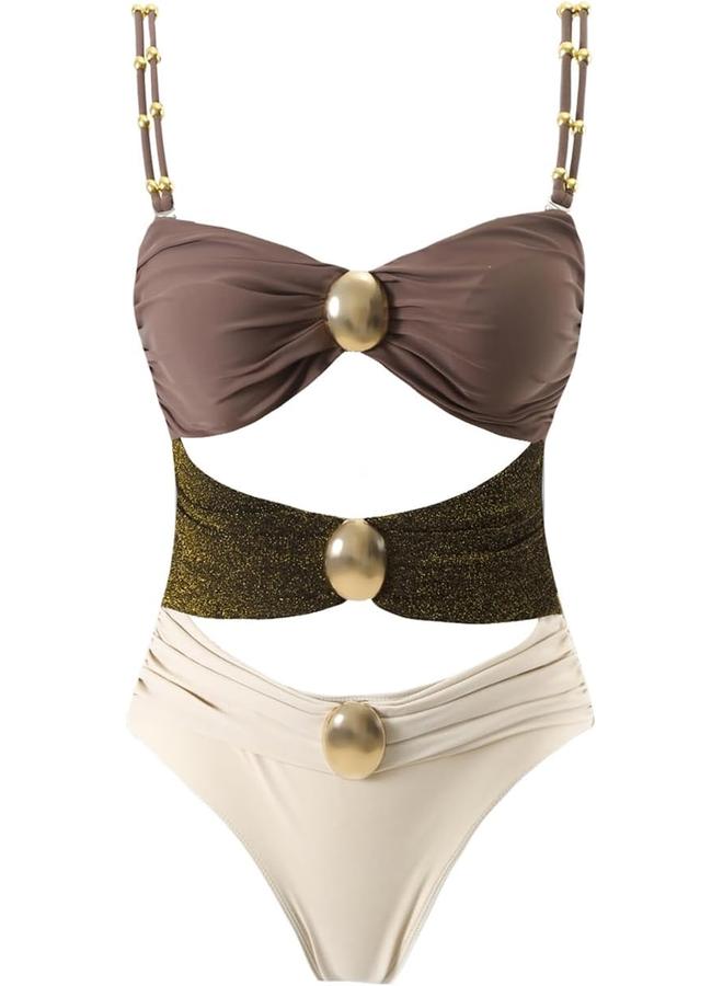 Y&D Women's One Piece Swimsuit with Cover up Set Beach Wrap Skirt Retro Bikini Set Two Piece Bathing Suit with Cover up - Image 5