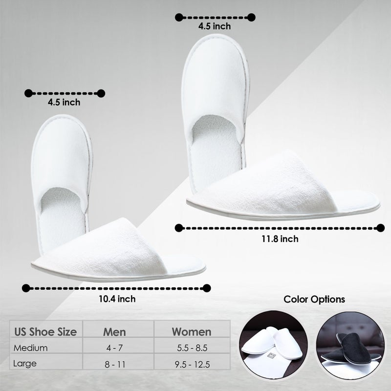 MODLUX MODLUX Spa Slippers, 12 Pairs Cotton Velvet Closed Toe Hotel Slippers with Pouch, Non-Slip, Disposable Slippers for Guests, 6 Medium and 6 Large, Home, Indoor, Bride Slippers  - Image 2