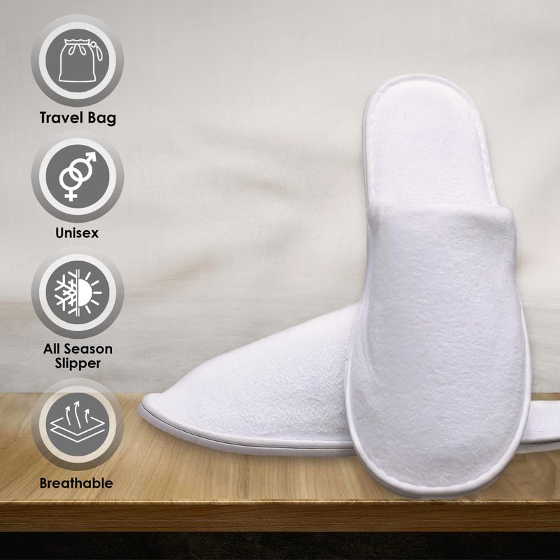 MODLUX MODLUX Spa Slippers, 12 Pairs Cotton Velvet Closed Toe Hotel Slippers with Pouch, Non-Slip, Disposable Slippers for Guests, 6 Medium and 6 Large, Home, Indoor, Bride Slippers  - Image 3