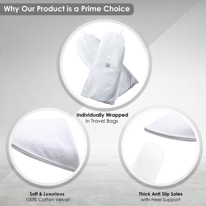 MODLUX MODLUX Spa Slippers, 12 Pairs Cotton Velvet Closed Toe Hotel Slippers with Pouch, Non-Slip, Disposable Slippers for Guests, 6 Medium and 6 Large, Home, Indoor, Bride Slippers  - Image 5