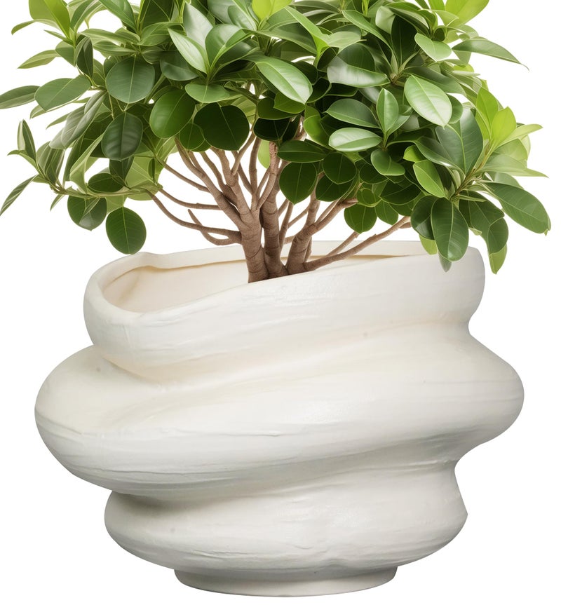 Teagas Ceramic Plant Pots Bonsai 10.6 Inch - Flower Pots for Indoor Plants, Large Plant Pots with Drainage Hole, Decorative Planter Outdoor Flower Pot for Office, Gift for Men Women, White - Image 1