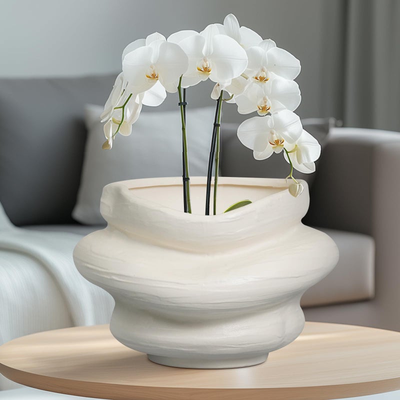 Teagas Ceramic Plant Pots Bonsai 10.6 Inch - Flower Pots for Indoor Plants, Large Plant Pots with Drainage Hole, Decorative Planter Outdoor Flower Pot for Office, Gift for Men Women, White - Image 4