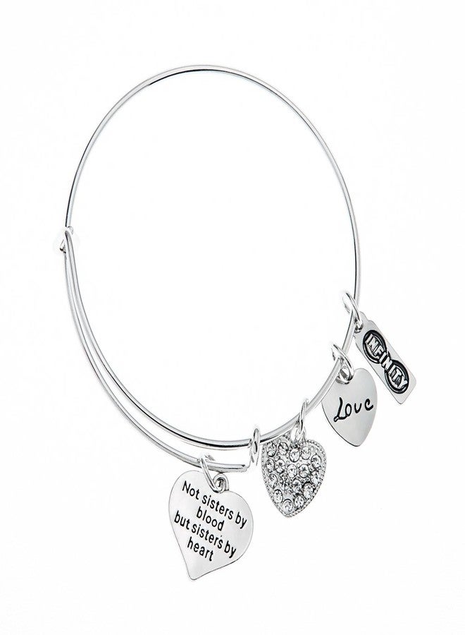 Infinity Collection - Best Friends Bangle Bracelets for Women, Engraved (Not Sisters By Blood But Sisters By Heart) Rose Gold Friend Jewelry, Infinity Adjustable Bracelets. Gift for Friends - Image 1