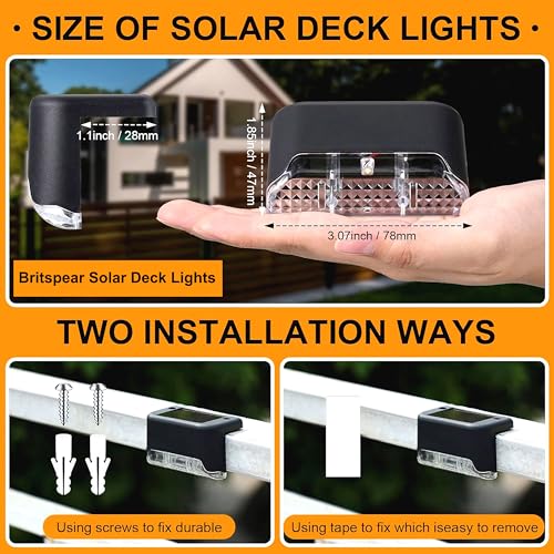 BRITSPEAR Solar Light Outdoor Garden and Homes, Waterproof Sun LED Lights for Stairs Step Fence Balcony Railing Deck Patio Pathway Terrace Lamp Light (Standard, 4) - Image 2