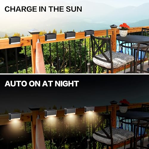 BRITSPEAR Solar Light Outdoor Garden and Homes, Waterproof Sun LED Lights for Stairs Step Fence Balcony Railing Deck Patio Pathway Terrace Lamp Light (Standard, 4) - Image 5