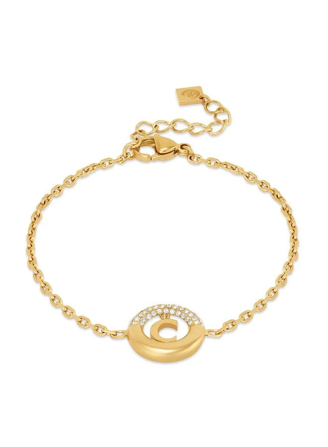 Valeria Gold Plated Stainless Steel Crystal Chain Bracelet for Women 170mm