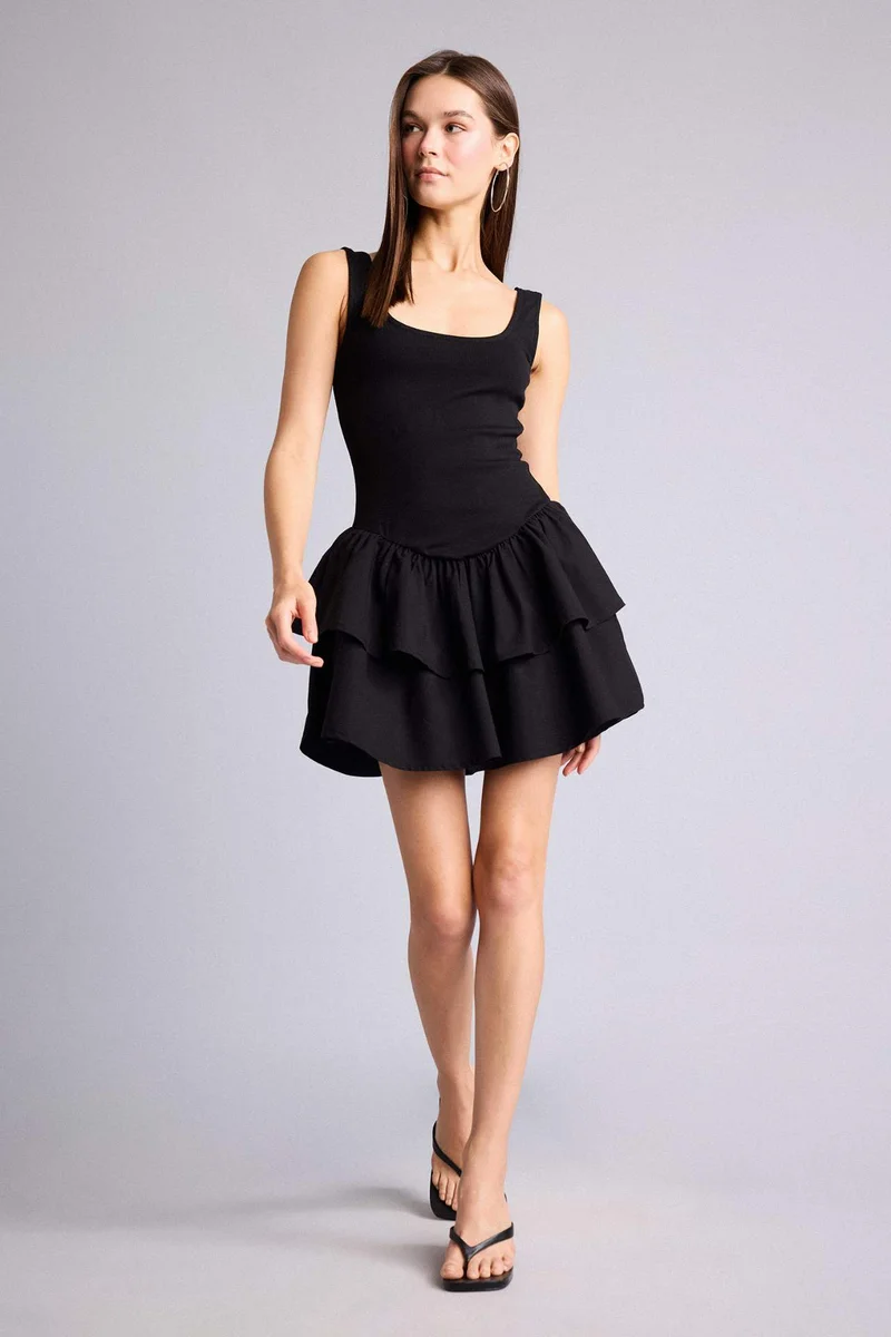 DeFacto U Collar Mini Dress