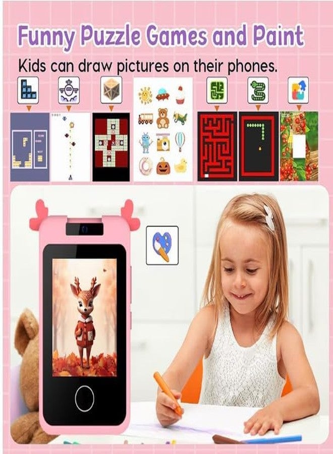HITRUZ Kids Smart Phone for Girls & Boys, 2.8" Touchscreen Learning Toy Phone with Camera, Music, Games &180° Rotating Lens | Educational Gift for Kids Christmas & Birthday (Pink_Dear) - Image 5