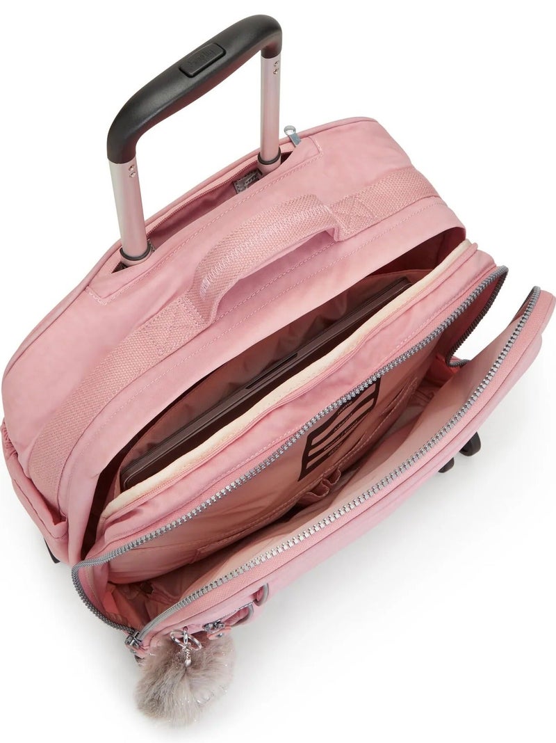 kipling New Storia Large 4 Double Wheeled Trolley Schoolbag - Bridal Rose - Image 4