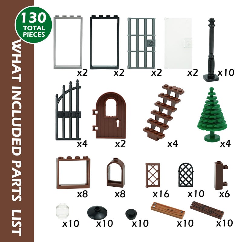 BroTex Doors Windows Accessories Bricks Pieces, House Parts Garden Classic Road Lamp Light Ladder Gate, Creative DIY Construction - Image 2