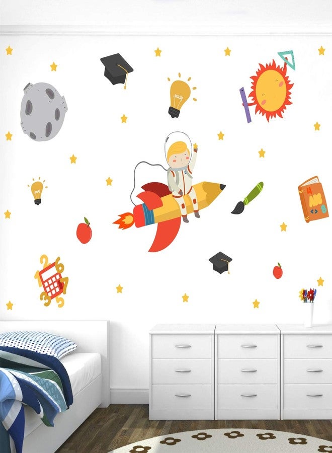 عصا لي ملصق حائط StickMe Little Scientist لغرفة الأطفال - فينيل ذاتي اللصق قابل للتقشير واللصق، مناسب للتعلم والتعليم، رياض الأطفال، ديكور حائط منزلي - SM502 (100 سم × 100 سم) - Image 1