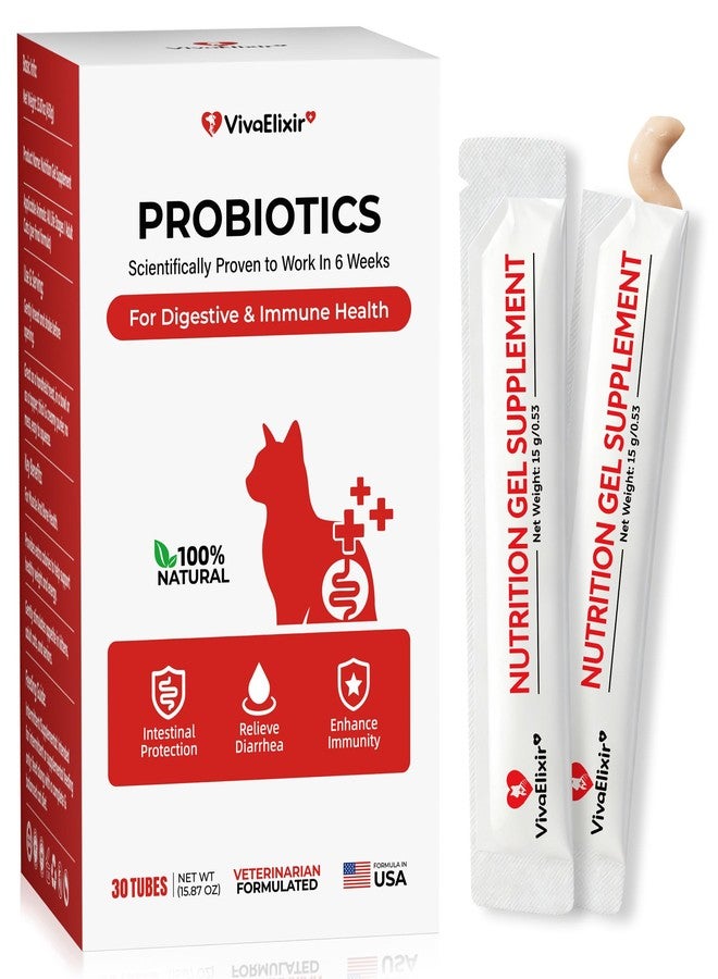VivaElixir Probiotics for Cats & Digestive Support Gel – Cat Probiotic with Prebiotics, Taurine & Papain – Supports Gut Balance, Digestive Support & Immune Health – for Kittens & Adult Cats, Constipation Relief - Image 1