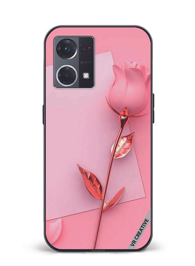 VR CREATIVE Protective Case Cover For Oppo Reno8 4G Pink Rose Design Multicolour - Image 1