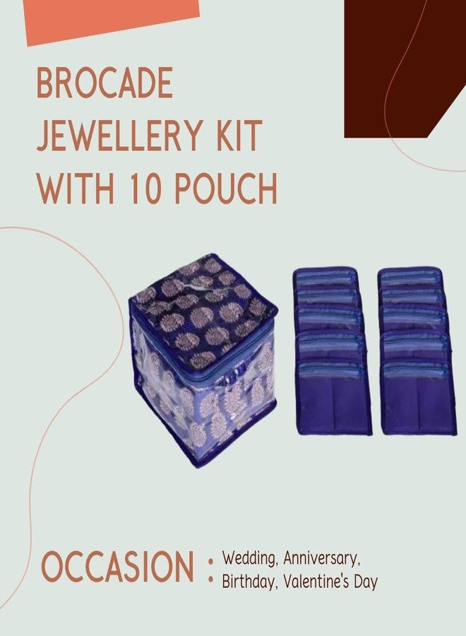 STACKRAID 1 Jewellery Box and 10 Transparent Pouch Jewellery Storage Bag/Boxes Holder Kit Organizer for Women, Girls to Organize Small Earing, Ring,Accessories (BLUE) - Image 2