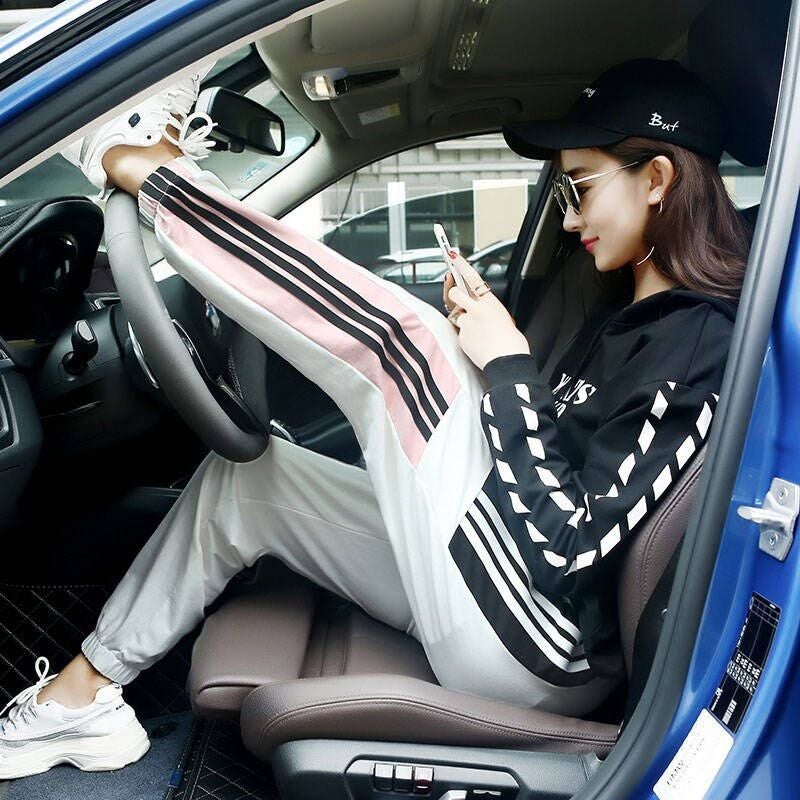 Slim Womens Joggers Harlan Pants Spring Autumn Korean Loose Casual White  - Image 1
