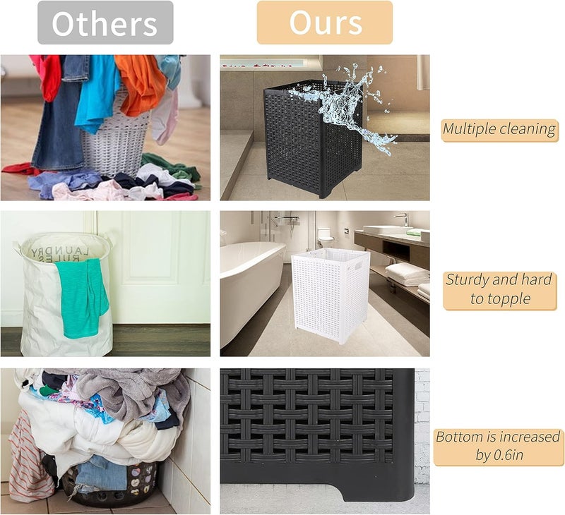 Kitwe Laundry Basket Hampers for Laundry Folding Laundry Baskets Organizer Dirty Clothes Hamper Plastic Foldable Laundry Bin Corner Clothing Hamper Towel Hamper for Wet Towels 48L Grey 1pc - Image 2