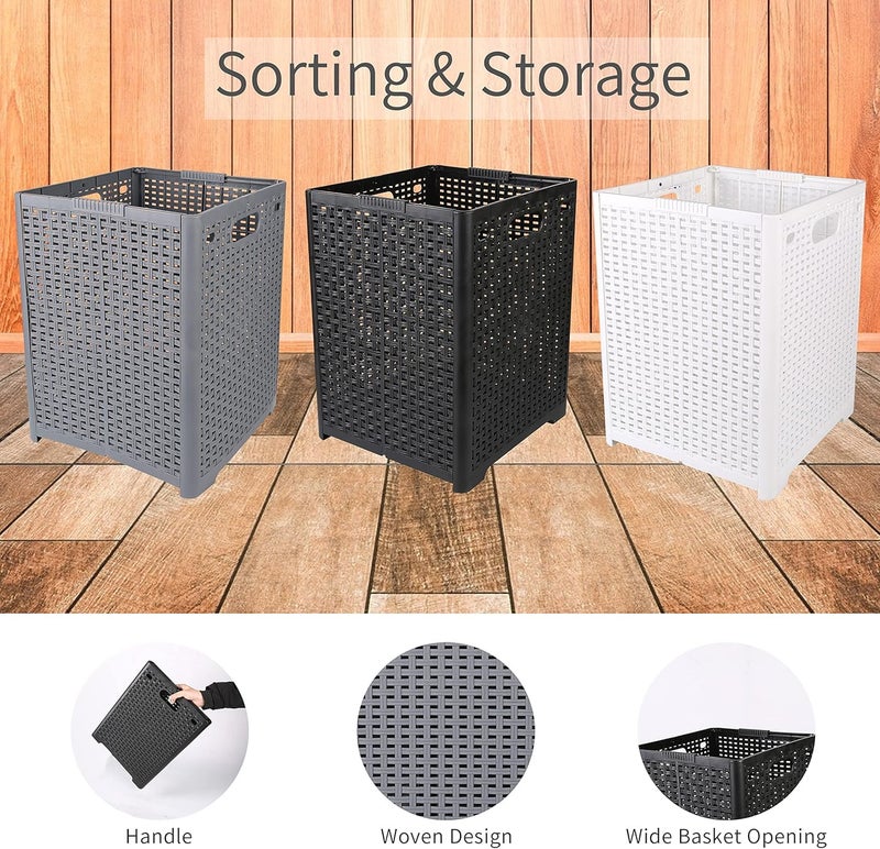 Kitwe Laundry Basket Hampers for Laundry Folding Laundry Baskets Organizer Dirty Clothes Hamper Plastic Foldable Laundry Bin Corner Clothing Hamper Towel Hamper for Wet Towels 48L Grey 1pc - Image 5