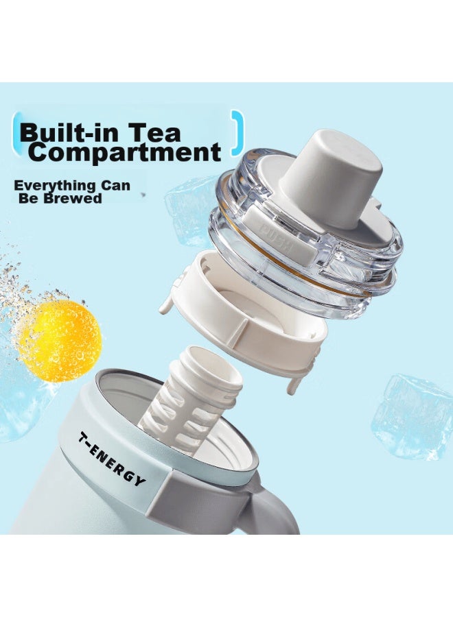 Tkk Straw Insulated Mug For Women, Stylish New Ice King Cup, Large Capacity Water Bottle, Ceramic Inner Liner Cold-keeping Cup - Image 3