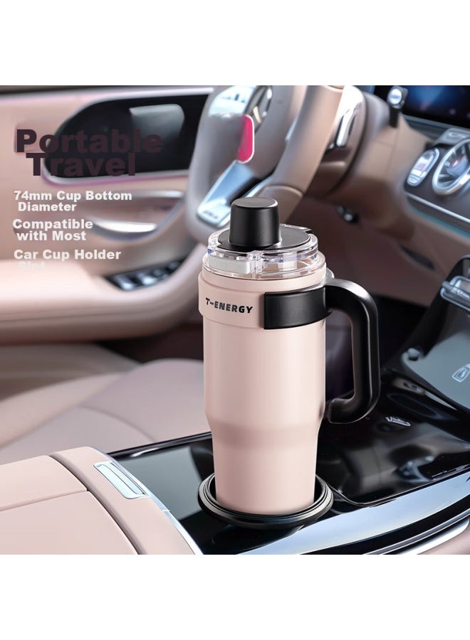 Tkk Straw Insulated Mug For Women, Stylish New Ice King Cup, Large Capacity Water Bottle, Ceramic Inner Liner Cold-keeping Cup - Image 4