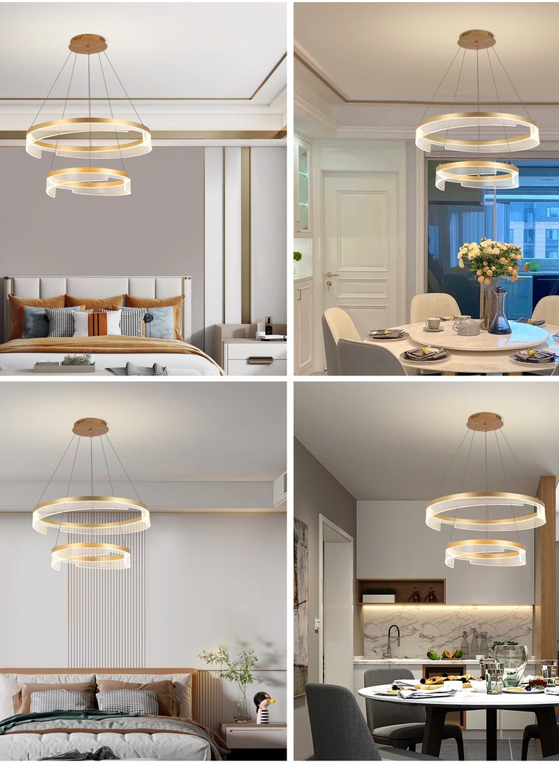 Modern Chandelier Modern LED Chandelier Acrylic Adjustable Height Chandelier Lighting Fixture Ceiling Hanging Modern LED Pendant Light,57W,3000K-6000K,Coverage area 10-15㎡