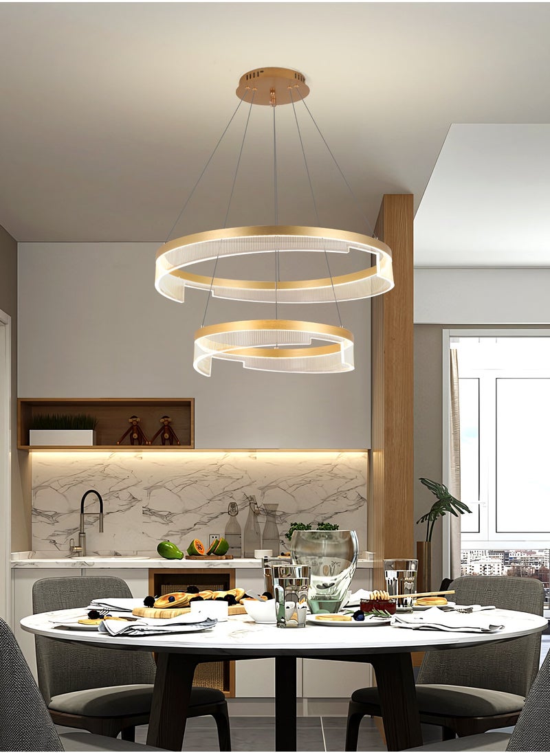 Modern Chandelier Modern LED Chandelier Acrylic Adjustable Height Chandelier Lighting Fixture Ceiling Hanging Modern LED Pendant Light,57W,3000K-6000K,Coverage area 10-15㎡