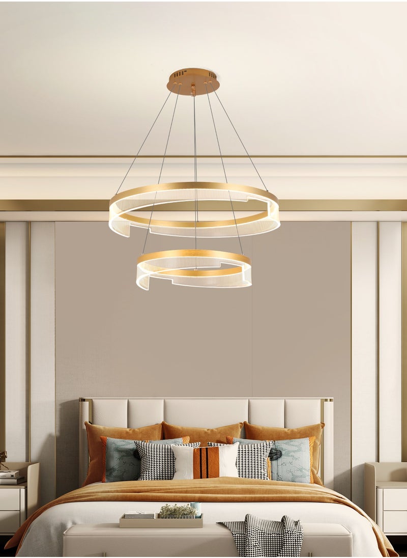Modern Chandelier Modern LED Chandelier Acrylic Adjustable Height Chandelier Lighting Fixture Ceiling Hanging Modern LED Pendant Light,57W,3000K-6000K,Coverage area 10-15㎡