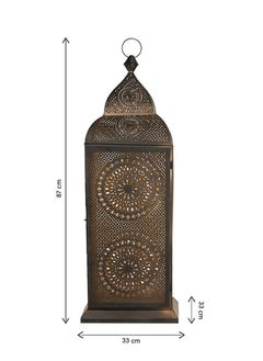 Hilalful HilalFul Handmade Chakra X-Large Black Powder Decorative Candle Holder Lantern | For Home Decor in Eid, Ramadan, Wedding | Living Room, Bedroom, Indoor, Outdoor Decoration | Islamic Themed | Moroccan  - Image 2