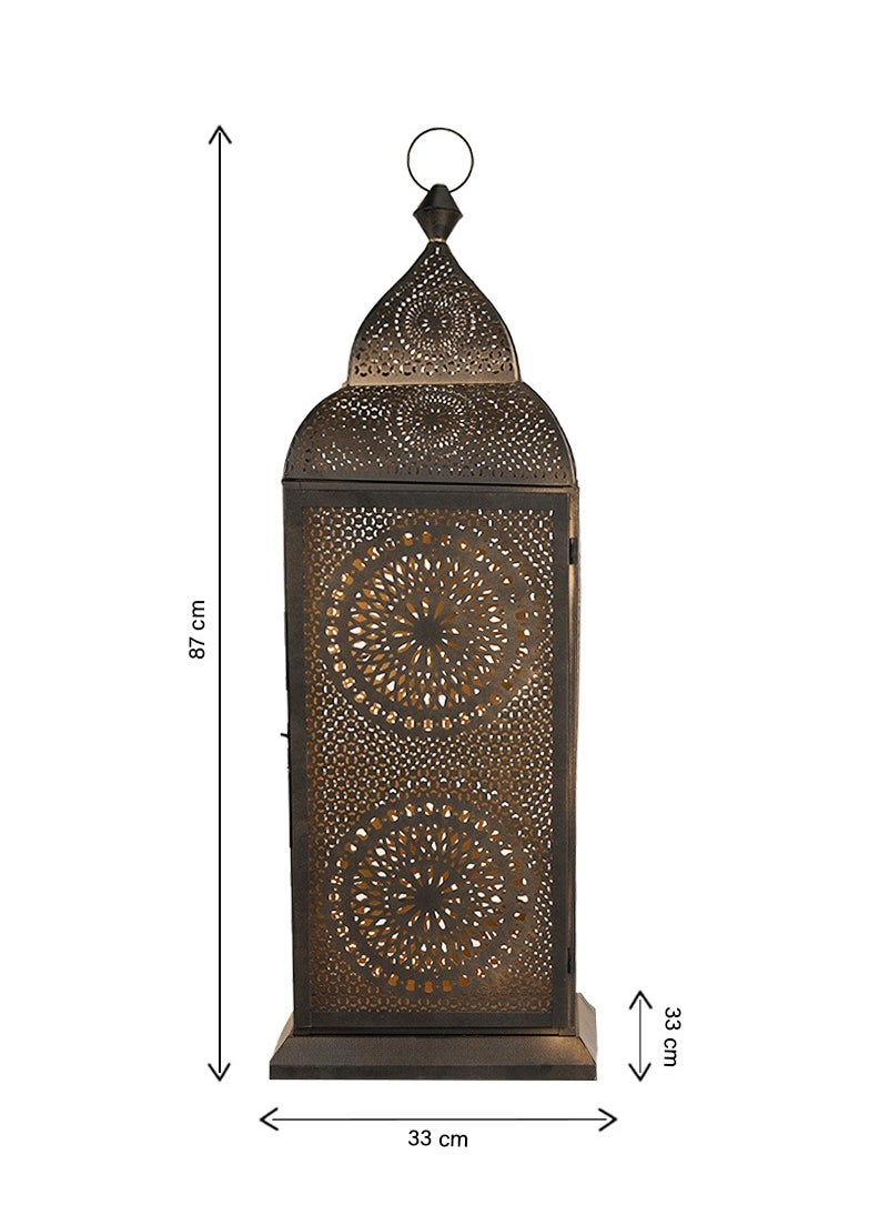 Hilalful HilalFul Handmade Chakra X-Large Black Powder Decorative Candle Holder Lantern | For Home Decor in Eid, Ramadan, Wedding | Living Room, Bedroom, Indoor, Outdoor Decoration | Islamic Themed | Moroccan  - Image 2
