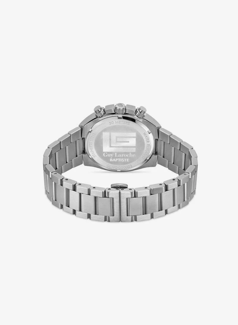 Guy Laroche Black Baptiste Black Dial Silver Metal Bracelet Chronograph Watch for Men 44mm for Men | Best Price UAE