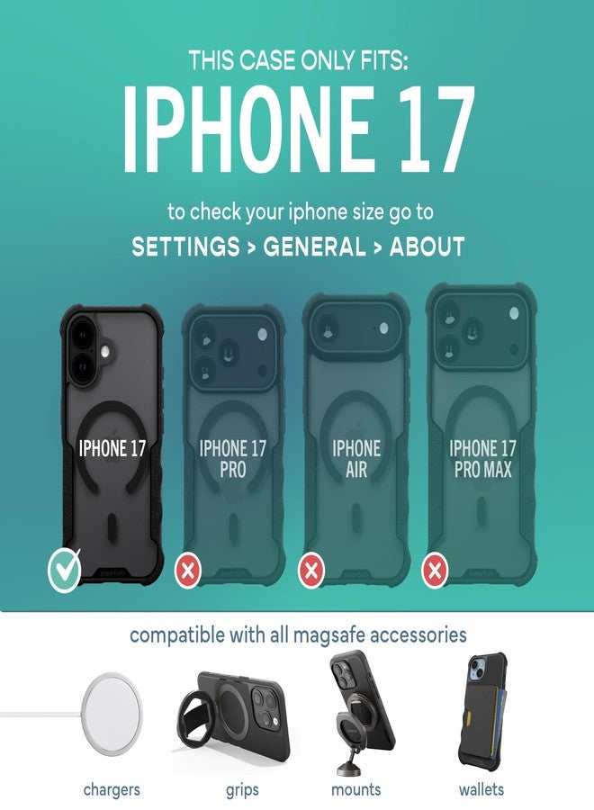 Smartish® iPhone 17 MagSafe Case - Gripzilla Protective Magnetic Clear Case [Rugged + Tough] Heavy Duty Grip - Anti-Yellowing Drop Tested Cover for Apple iPhone 17 - Clearly Black - Image 5