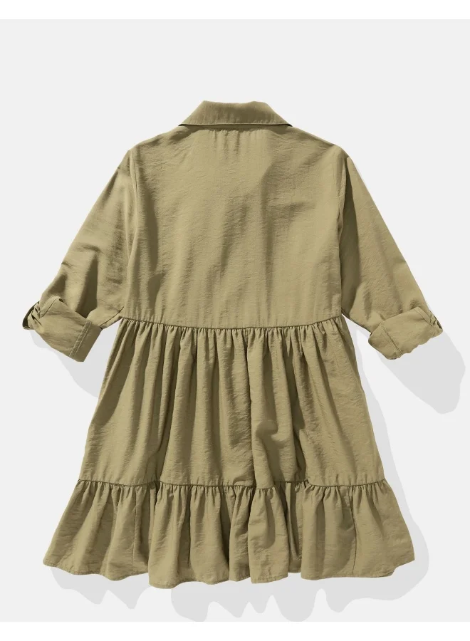 American Eagle Ruffled Button-Down Dress