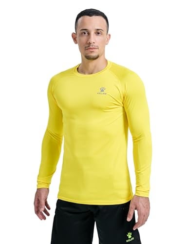KELME Men's Compression Shirt,Base Layers,Sport Undershirt,Long-Sleeve T-Shirt Yellow Small - Image 2