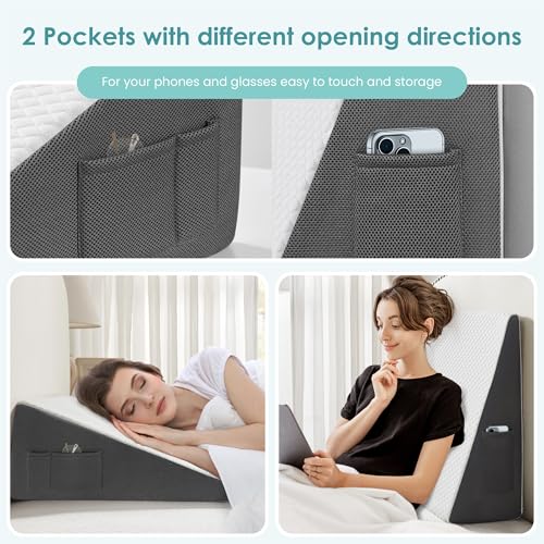 Cozymaker 10" Bed Wedge Pillow for Sleeping After Surgery, Back Support, Leg Elevation, Gerd Acid Reflux, Neck Pain, Snoring, Cooling Memory Foam Triangle Incline Wedge - Image 2