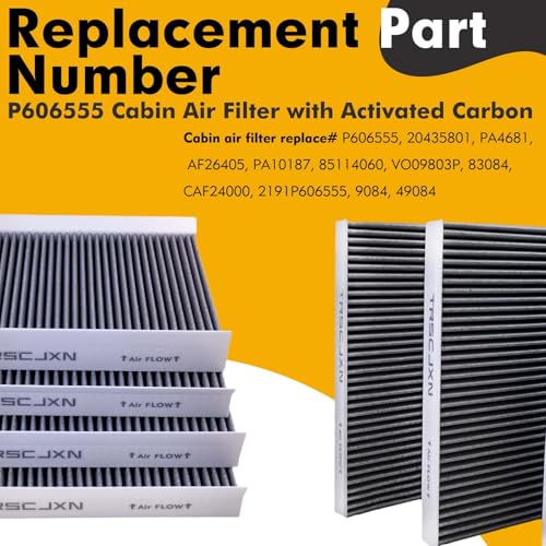 TRSCJXN P606555 Cabin Air Filter with Activated Carbon Compatible with Volvo Truck VN 430 630 670 730 780 VNL 300 430 630 670 760 860 Replace#20435801,PA4681,AF26405,PA10187,49084(Set of 4) - Image 2