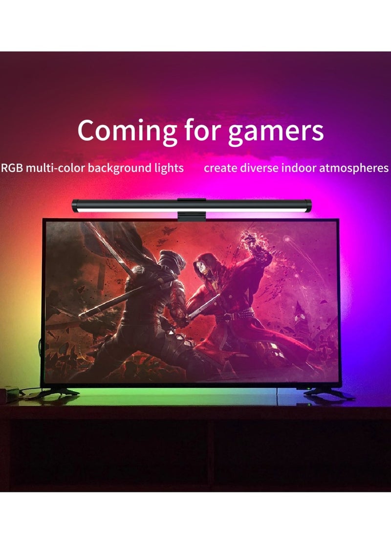 Computer Monitor Light with RGB 3 Color Changing Ambient Light,No Glare Screen Monitor Light,USB Powered LED E-Reading Desk Lamps Touch Control for Office/Home/Gaming/Desk 442x24mm